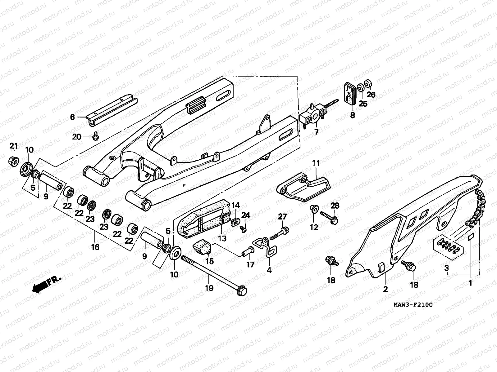F-21 SWINGARM/CHAIN CASE