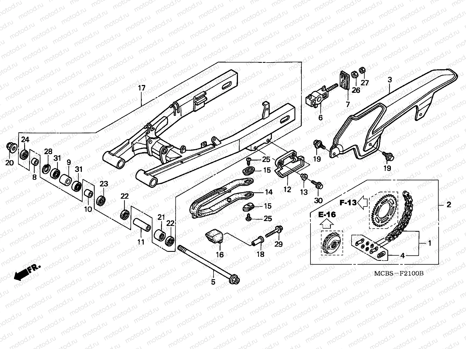F-21 SWINGARM/CHAIN CASE