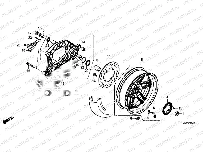 F-22-40 REAR WHEEL / SWINGARM