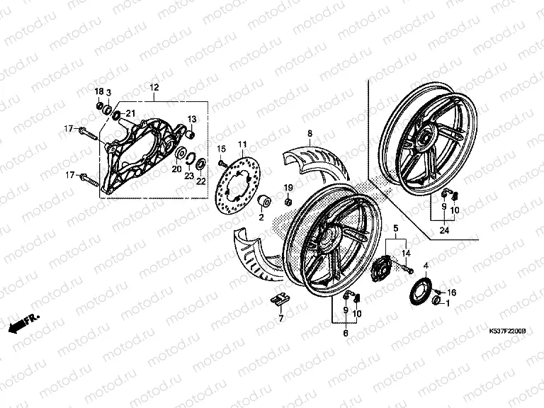 F-22 REAR WHEEL / SWINGARM
