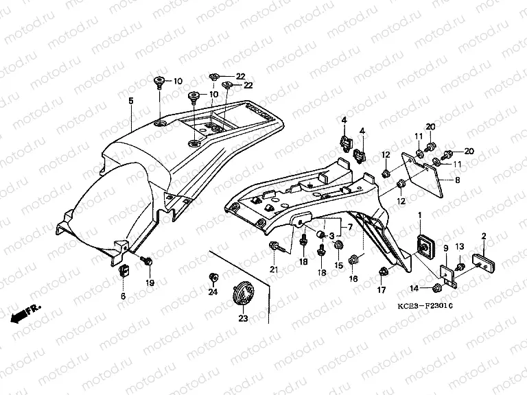 F-23-1 REAR FENDER (XR250R-CL / DK / U) (XR250RT-W) (ED)