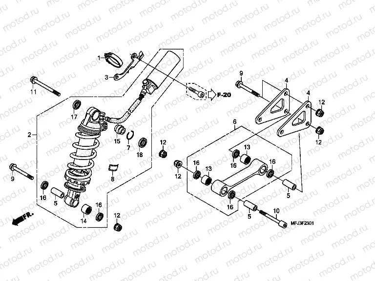 F-23-1 REAR SHOCK ABSORBER (CBR600RA)