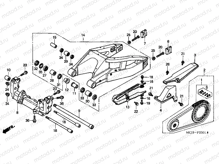 F-23-1 SWING ARM (CBR900RR2,3)