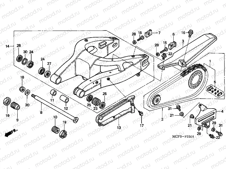 F-23-1 SWING ARM (VTR1000SP2 / 3/4/5/6)