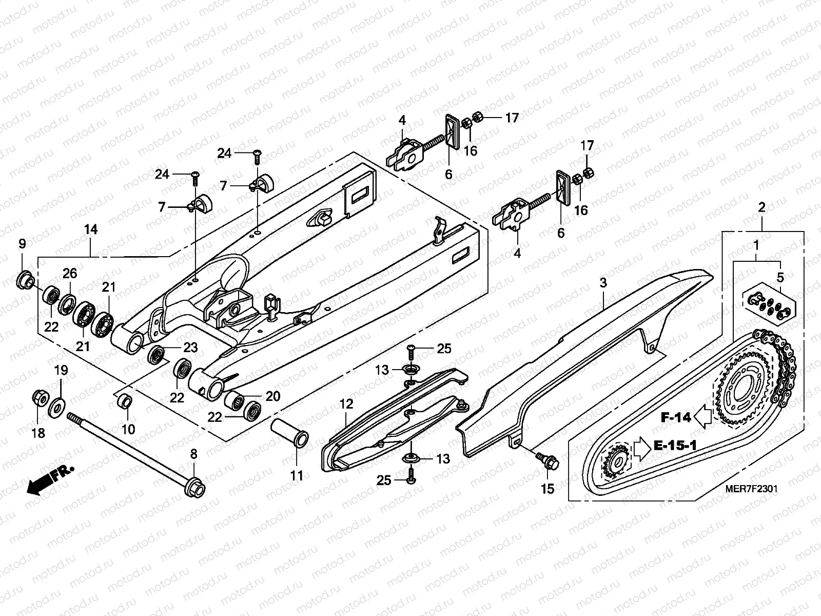 F-23-1 SWINGARM (CBF600S8 / SA8 / N8 / NA8)