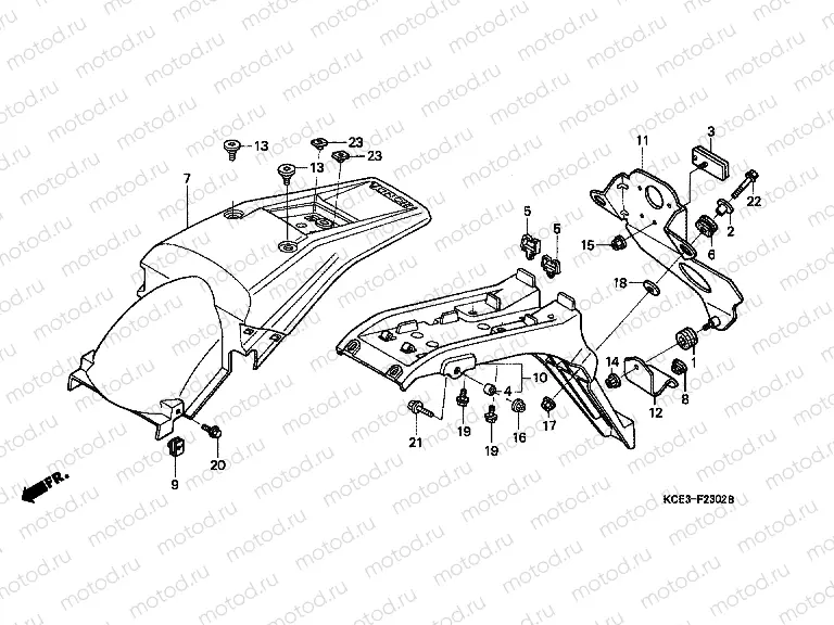 F-23-2 REAR FENDER (XR250RY-3) (ED)