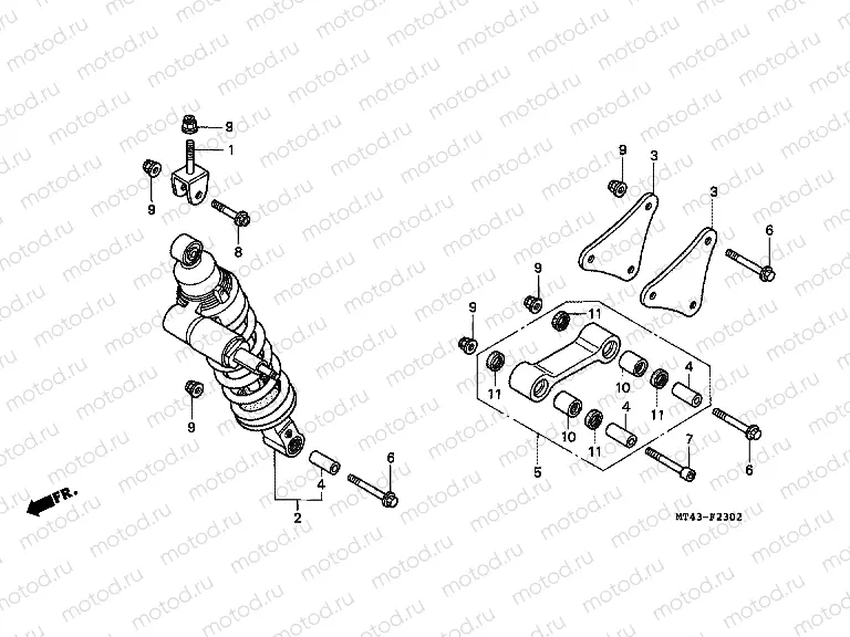 F-23-2 REAR SHOCK ABSORBER (VFR750FR / FS / FT / FV)
