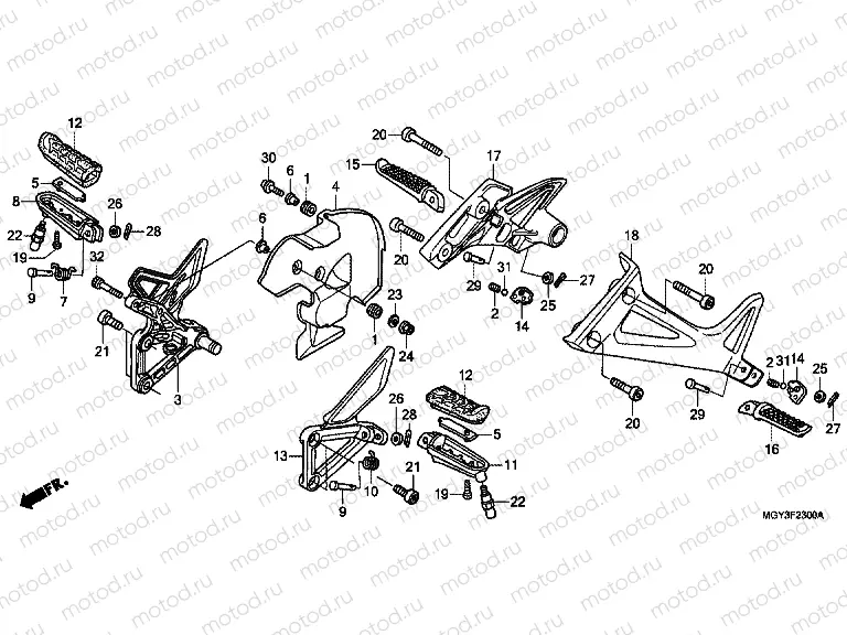 F-23 FOOTREST (VFR800XB, C)