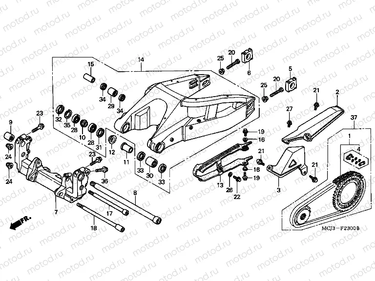 F-23 SWING ARM (CBR900RRY, 1 / RE1)