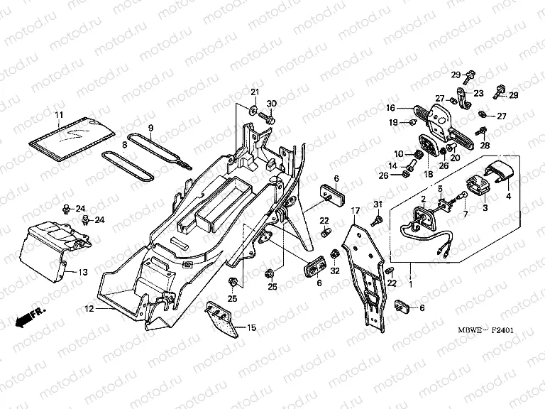 F-24-1 REAR FENDER (CBR600F42-3 / FS / FR)