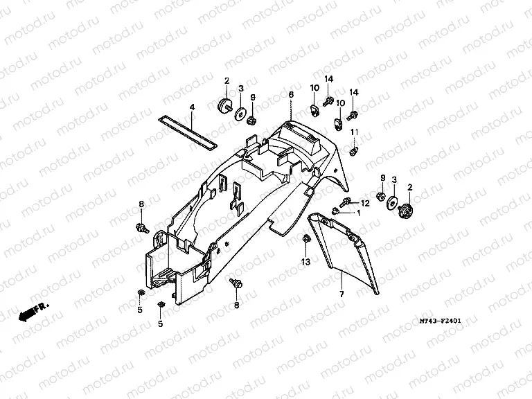 F-24-1 REAR FENDER (VFR750FR / FS / FT / FV)