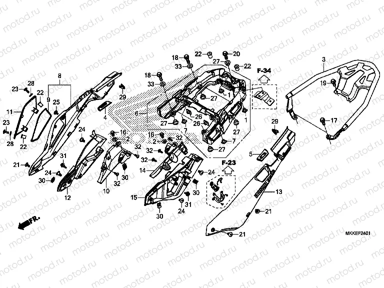 F-24-1 SIDE COVER/REAR CARRIER (CRF1000A2/AL2/D2/DL2)