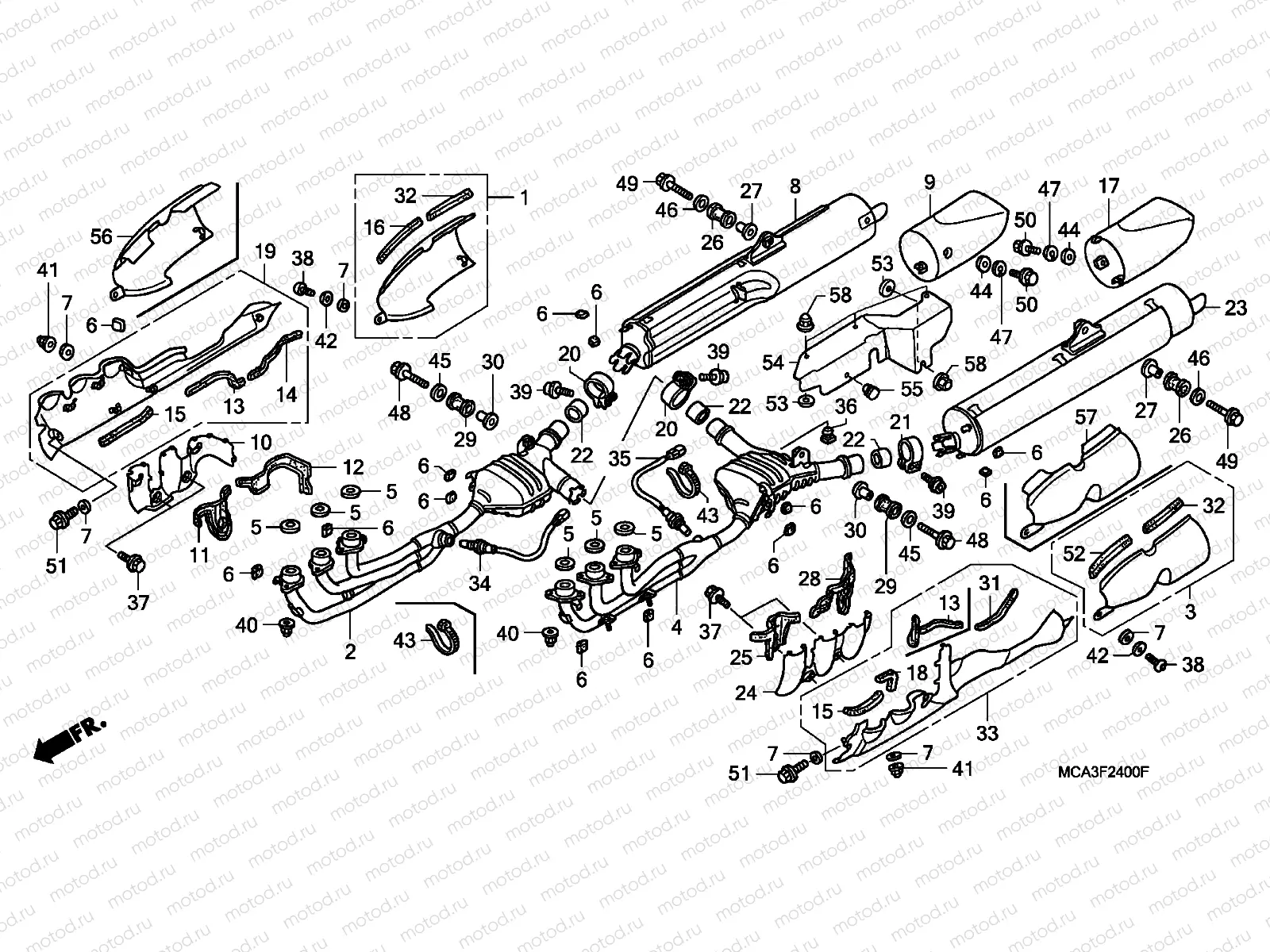 F-24 EXHAUST MUFFLER (A1-A5)(6-BR,ED/7/8-BR)