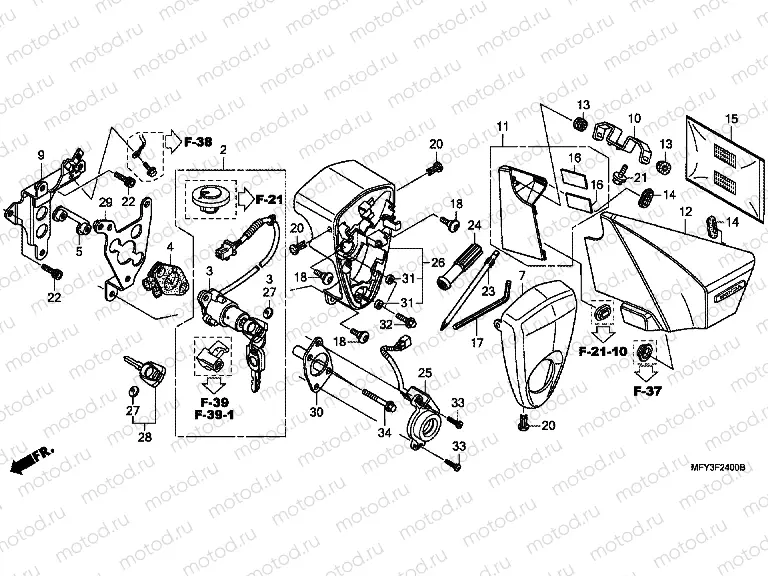 F-24 SIDE COVER / TOOLS / COMBINATION SWITCH