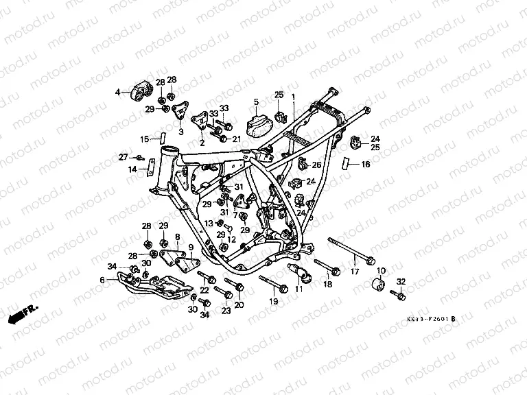 F-26-1 FRAME HOUSING (XR250RG / RH / RJ / RK / RL / RM)