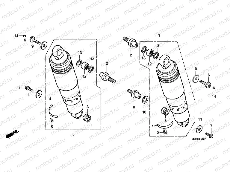 F-26-1 REAR SHOCK ABSORBER (VTX1800C15 / 6/7/8)