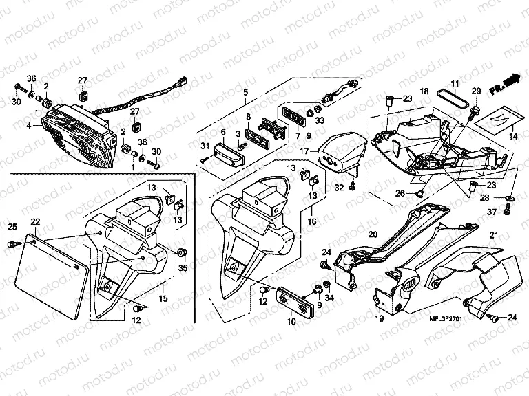 F-27-1 REAR LAMP (CBR1000RRA, B / RAA, B)
