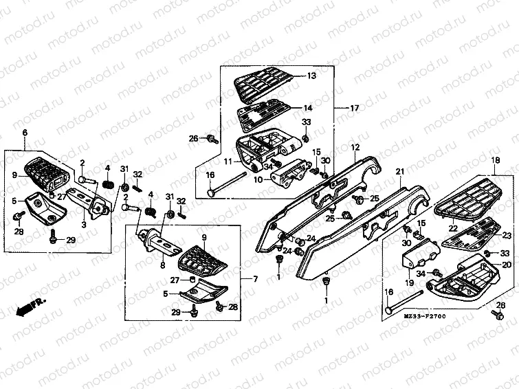 F-27 FOOTREST (GL1500AP / AR / AS / AT)