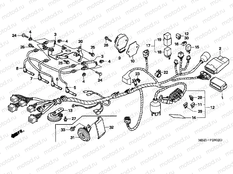 F-28-2 WIRING HARNESS (CB600F3 / 4/5/6)