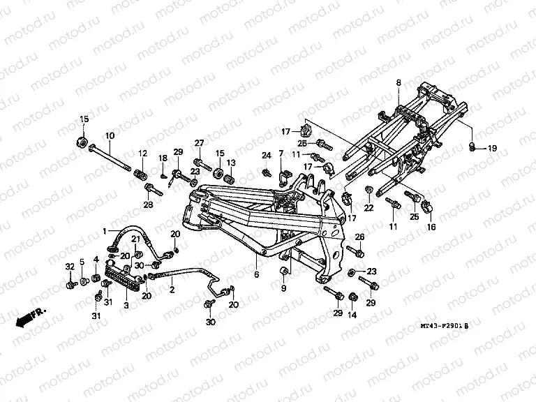 F-29-1 FRAME HOUSING (VFR750FR / FS / FT / FV)