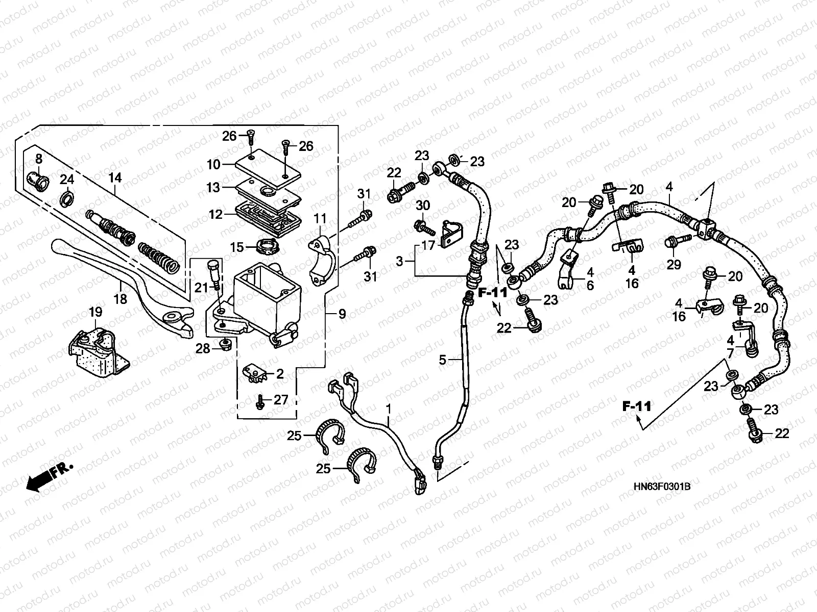 F-3-1 FR. BRAKE MASTER CYLINDER (TRX250EX6/7/8)