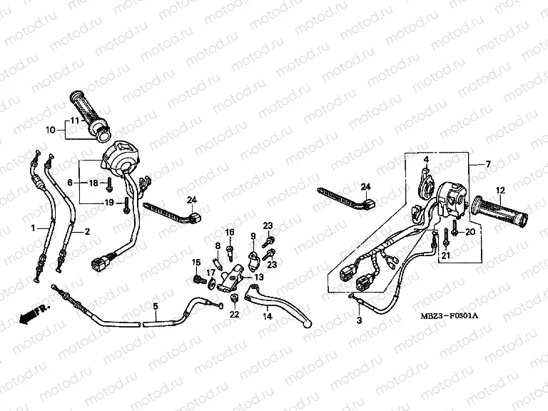 F-3-1 HANDLE ARM / SWITCH / CABLE (2)