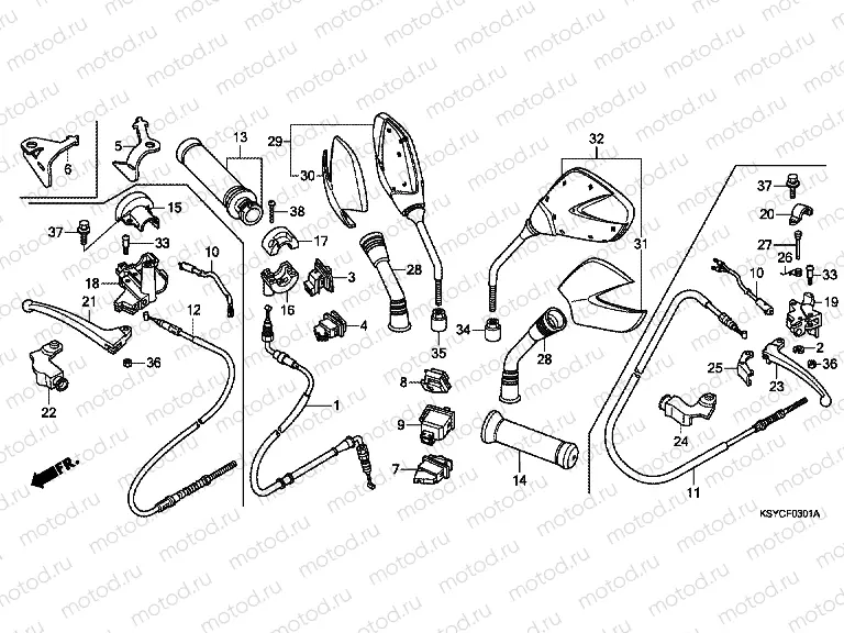 F-3-1 HANDLE ARM / SWITCH / CABLE (2)