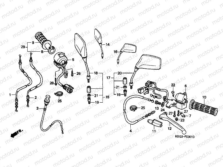 F-3-1 HANDLE ARM / SWITCH / CABLE (2)
