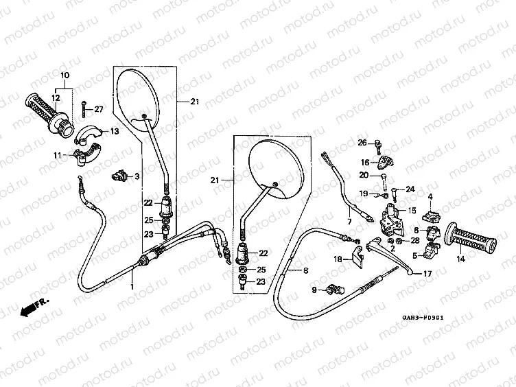 F-3-1 HANDLE ARM / SWITCH / CABLE (2)