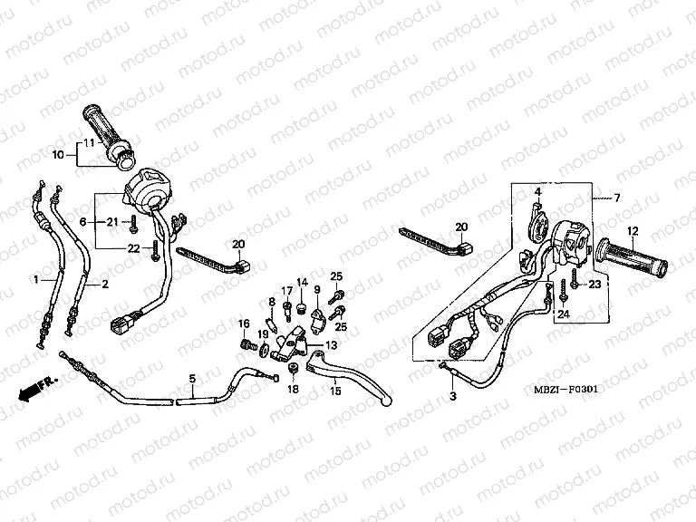 F-3-1 HANDLE LEVER / SWITCH / CABLE (CB600F22)