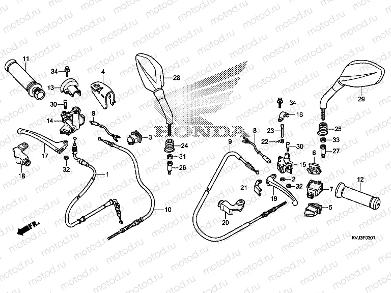 F-3-1 HANDLE LEVER / SWITCH / CABLE (CHA1254WH)