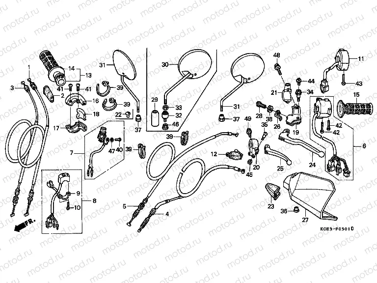 F-3-1 HANDLE LEVER / SWITCH / CABLE (CL / DK / ED / U)