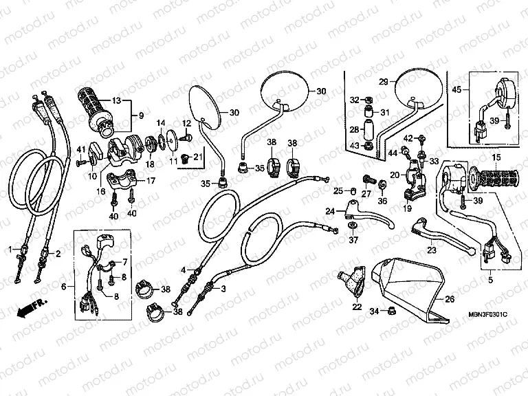 F-3-1 HANDLE LEVER / SWITCH / CABLE (DK / ED / U)