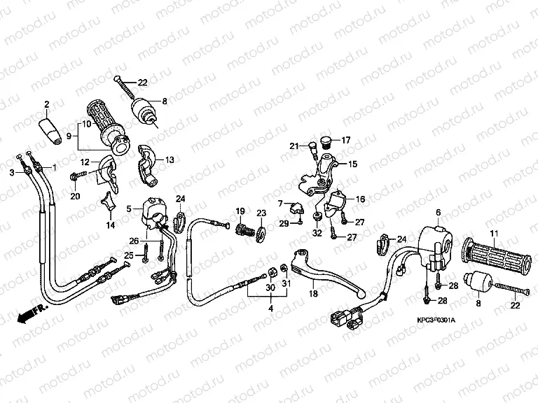 F-3-1 HANDLE LEVER / SWITCH / CABLE (XL125V7 / 8)
