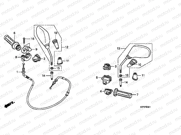 F-3-1 SWITCH / CABLE / MIRROR (SH125 / R / 150 / R)
