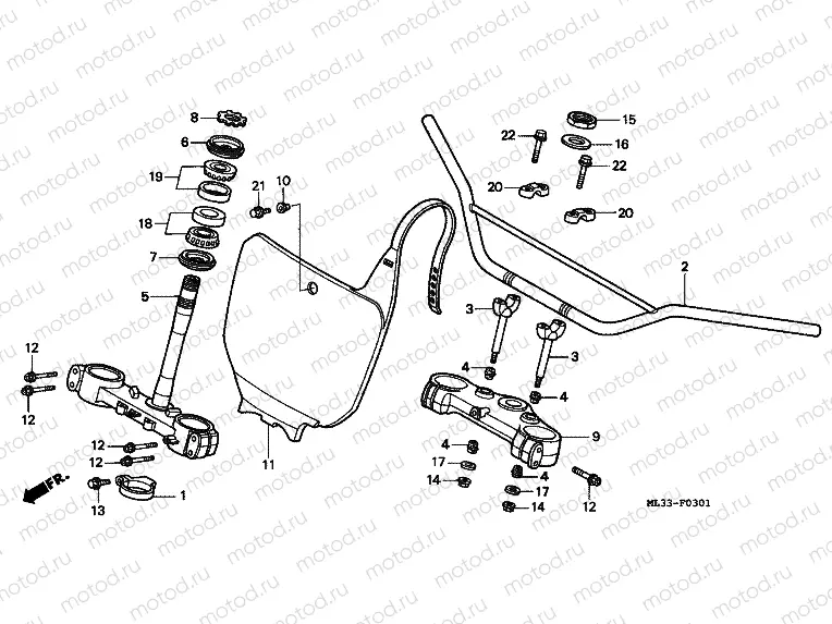 F-3-1 TIE ROD TUBE / TOP AXLE / STEERING LINK (CR500RS)