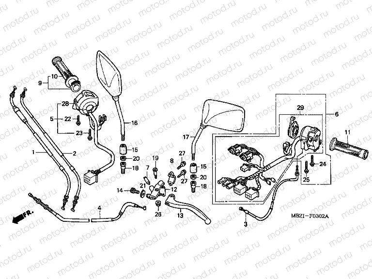 F-3-2 HANDLE ARM / SWITCH / CABLE (CB600F3 / 4/5/6)