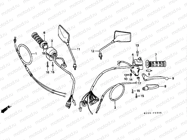 F-3 HANDLE ARM / SWITCH / CABLE (CB125TDC / TDE)
