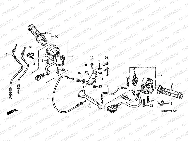 F-3 HANDLE LEVER / SWITCH / CABLE (99 / 00)