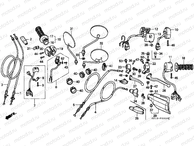 F-3 HANDLE LEVER / SWITCH / CABLE (B / DK / ED / U)