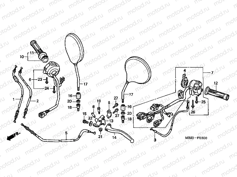 F-3 HANDLE LEVER / SWITCH / CABLE (CB600F2)