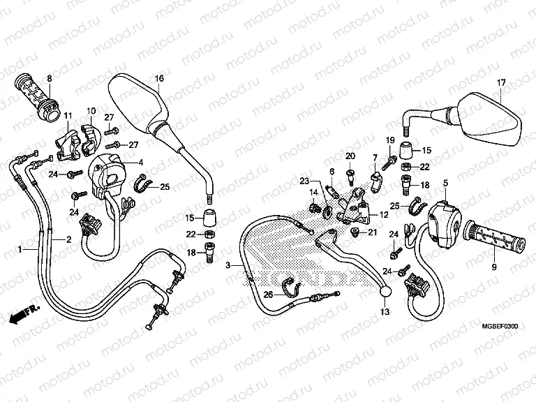 F-3 HANDLE LEVER / SWITCH / CABLE (NC700S / SA)
