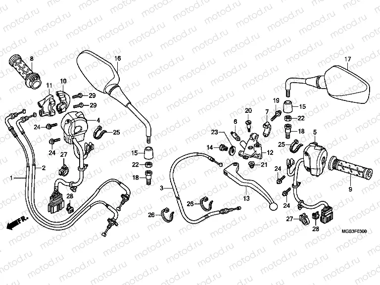 F-3 HANDLE LEVER / SWITCH / CABLE (NC700X / XA)