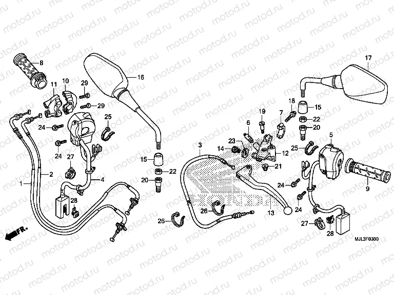 F-3 HANDLE LEVER / SWITCH / CABLE (NC750X / XA)