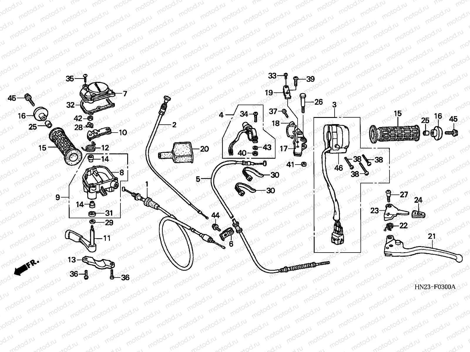 F-3 HANDLE LEVER/SWITCH/CABLE (TRX500FA1/2/3/4)