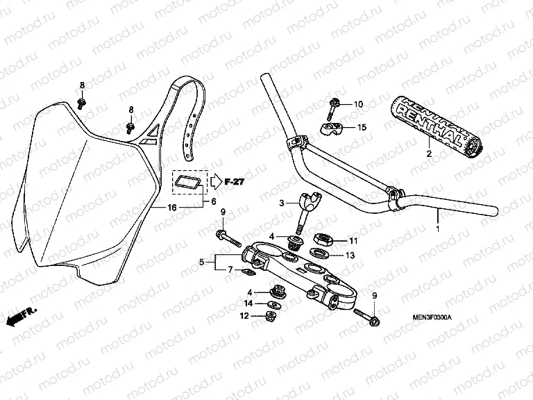 F-3 STEERING BAR PIPE / UPPER BRIDGE