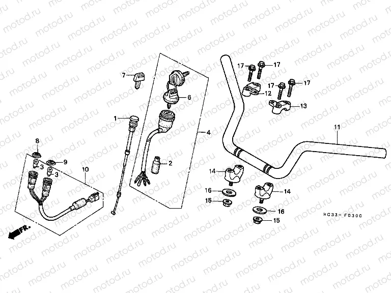 F-3 STEERING BAR PIPE / UPPER BRIDGE