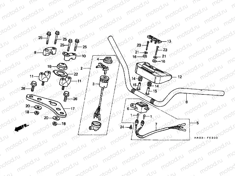 F-3 STEERING BAR PIPE / UPPER BRIDGE