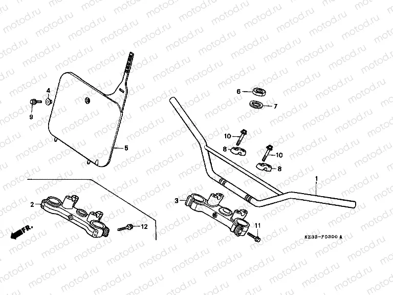 F-3 STEERING BAR PIPE / UPPER BRIDGE