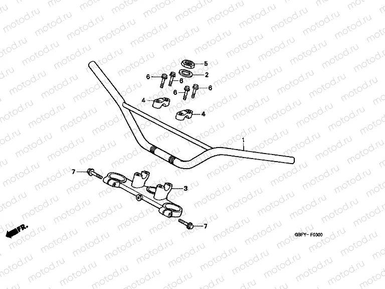 F-3 STEERING BAR PIPE / UPPER BRIDGE